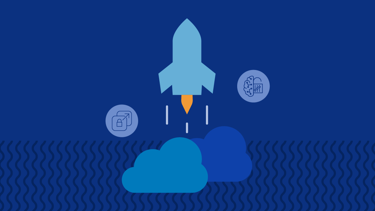 Fusée s’élevant au-dessus des nuages