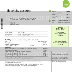 Australia electricity Bill 1 Template PSD