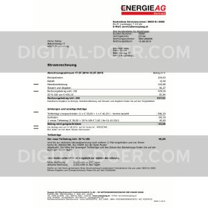 Austria Utility Bill (Energie Ag) Template PSD