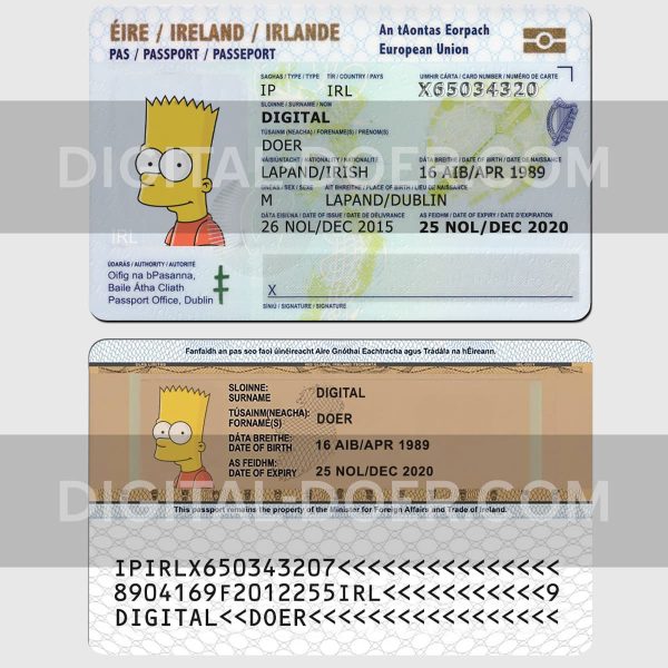 Ireland ID Card Template PSD