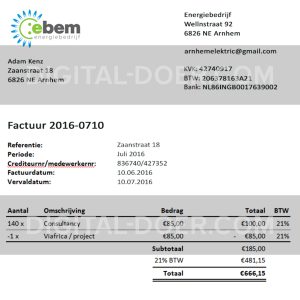 Netherlands Utility Bill (EBEM) PSD Template