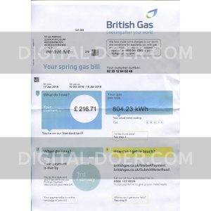 UK British Gas (1) Bill - Proof of address PSD template