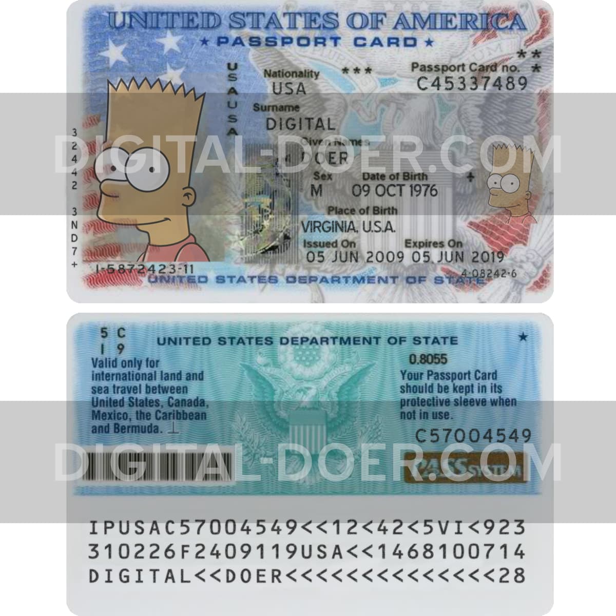 USA ID Card Editable PSD template