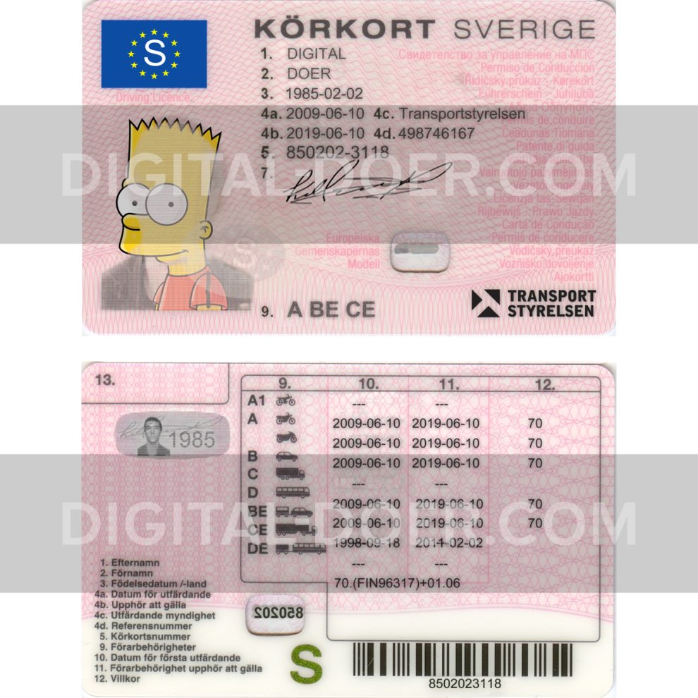 Sweden Driving licence PSD Template